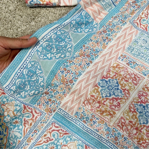 Chico’s No Iron 100% Linen Coastal Tile Button Down Shirt Top Multicolor Boho 18 - Picture 10 of 14